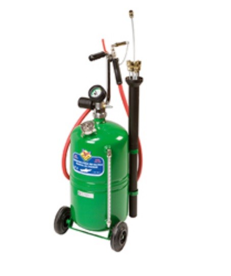 Waste oil drainer with 24-litre wheel-mounted tank