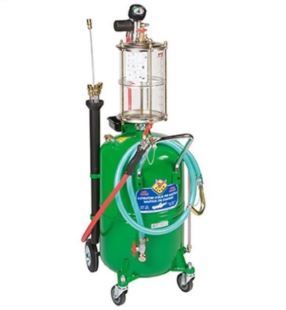 Suction drainer, 65 litres for boating with transparent prechamber and 4 m hoses