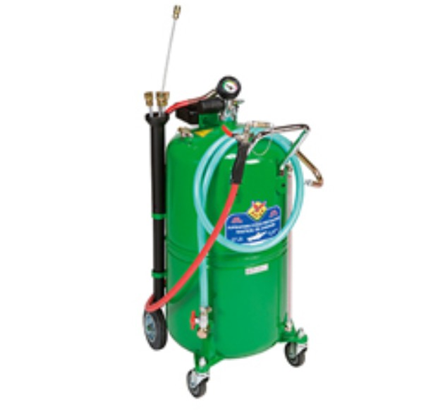 Waste oil drainer with 90-litre wheel-mounted tank