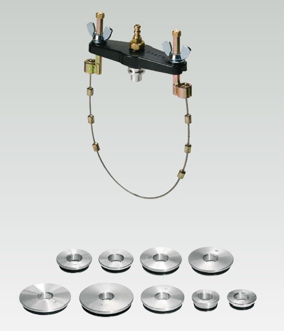 Adjustable universal bracket with complete series of pressure plugs