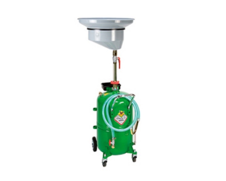 Waste oil drainer with wheel-mounted 65-litre tank view 2