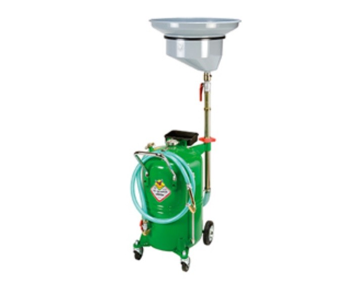 Waste oil drainers with side bowl and 65-litre wheel- mounted tank. view 2