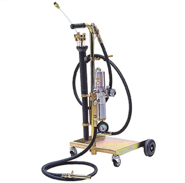 Suction drainer / dispenser with pump, wheel-mounted.Trolley for 180/220 kg