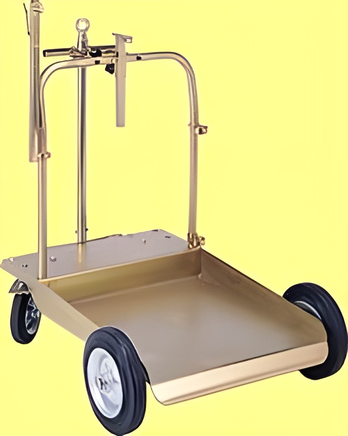 Super trolley for drums of 180/220 kg equipped with 4 wheels (2 fixed and 2 castors, one of which braked).